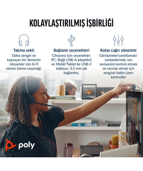 Poly BW 3225 USB-C HS +3.5mmP +USB-C/A resmi